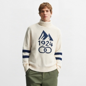 1924 wool Jacquard turtle neck